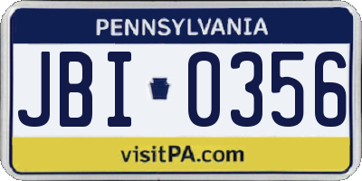 PA license plate JBI0356