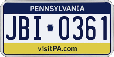 PA license plate JBI0361