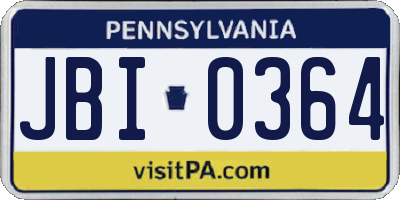 PA license plate JBI0364