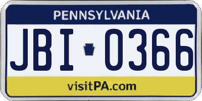 PA license plate JBI0366