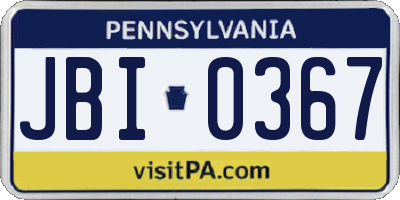 PA license plate JBI0367