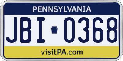 PA license plate JBI0368