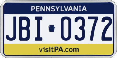 PA license plate JBI0372