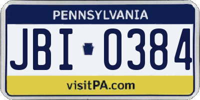 PA license plate JBI0384