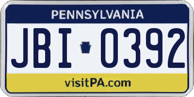 PA license plate JBI0392
