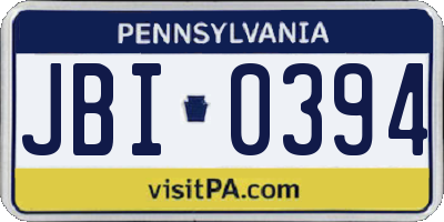 PA license plate JBI0394
