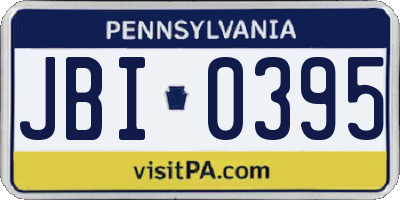 PA license plate JBI0395