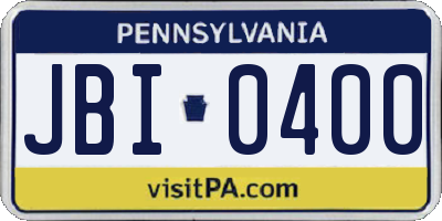 PA license plate JBI0400