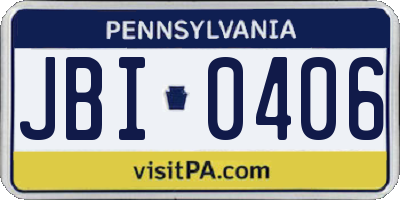 PA license plate JBI0406