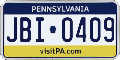 PA license plate JBI0409