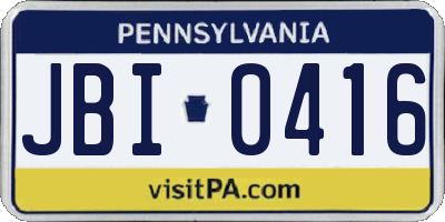 PA license plate JBI0416