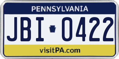 PA license plate JBI0422