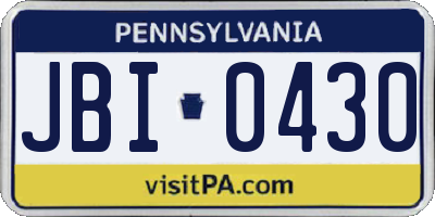 PA license plate JBI0430