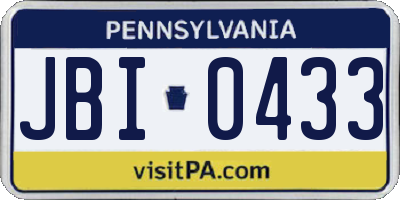 PA license plate JBI0433