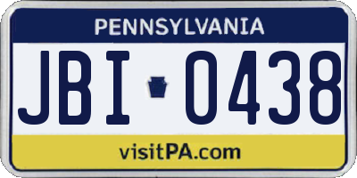 PA license plate JBI0438