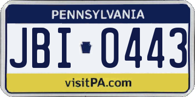 PA license plate JBI0443