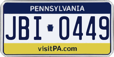 PA license plate JBI0449