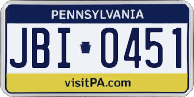 PA license plate JBI0451
