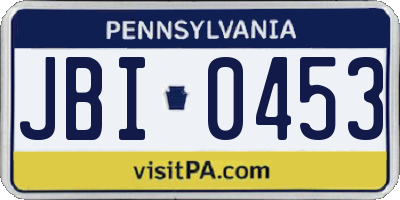 PA license plate JBI0453