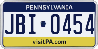 PA license plate JBI0454