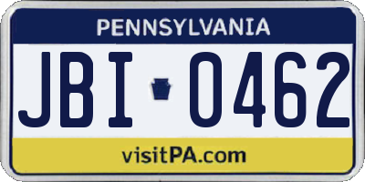 PA license plate JBI0462