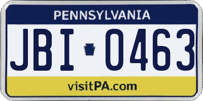PA license plate JBI0463