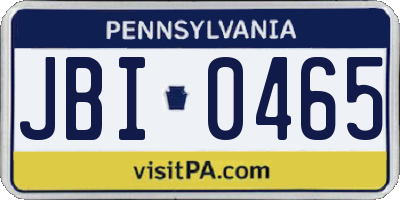 PA license plate JBI0465