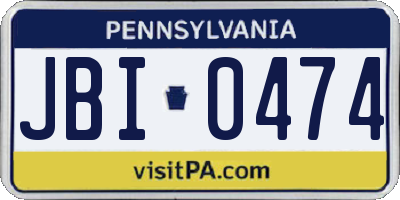 PA license plate JBI0474