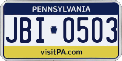PA license plate JBI0503