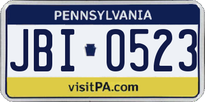 PA license plate JBI0523