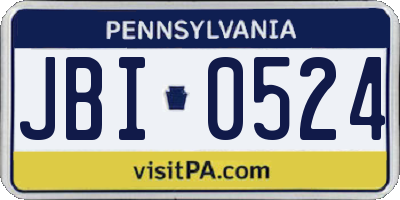 PA license plate JBI0524