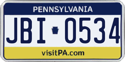 PA license plate JBI0534