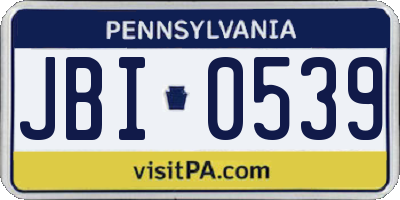 PA license plate JBI0539
