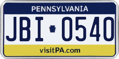 PA license plate JBI0540