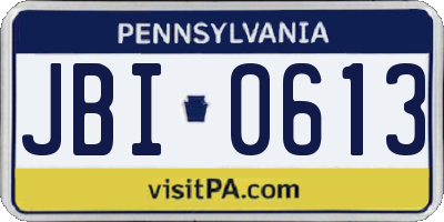 PA license plate JBI0613