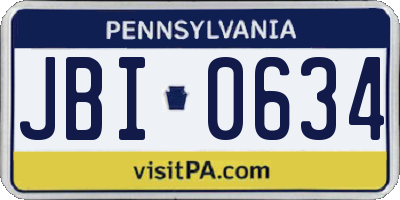 PA license plate JBI0634
