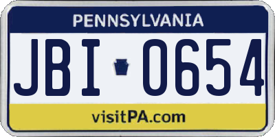 PA license plate JBI0654