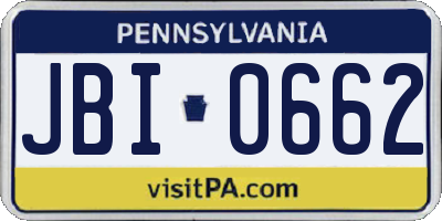PA license plate JBI0662