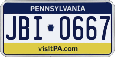 PA license plate JBI0667