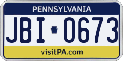 PA license plate JBI0673