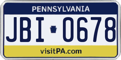 PA license plate JBI0678