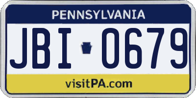 PA license plate JBI0679