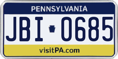 PA license plate JBI0685