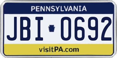 PA license plate JBI0692