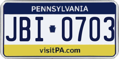 PA license plate JBI0703