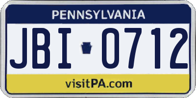 PA license plate JBI0712