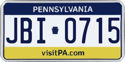 PA license plate JBI0715