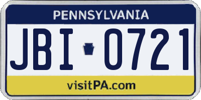 PA license plate JBI0721