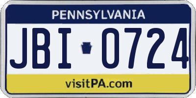 PA license plate JBI0724