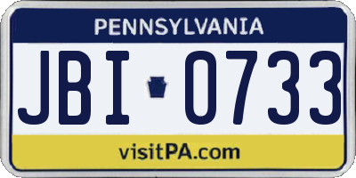 PA license plate JBI0733
